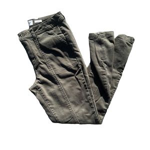 EUC Olive Green Ankle Zip Stitch Detail Skinny Khaki Pants